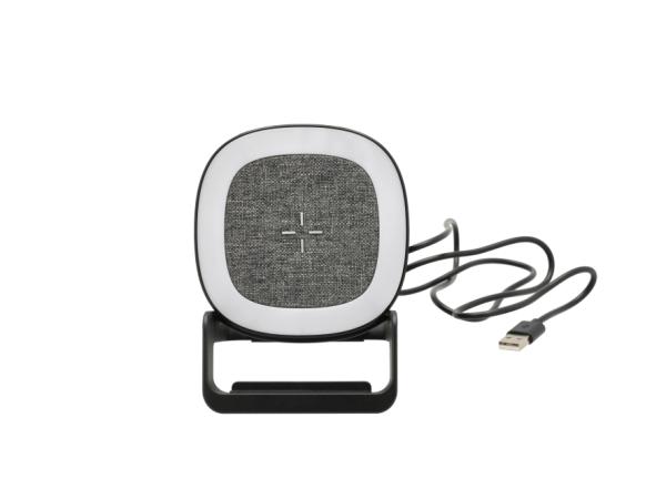 STILL Højttaler, mobiloplader, mobilholder og hyggelampe 4i1, 10,6 x 9,5 x 14,3 cm i sort